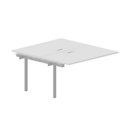 Страйк UNN2TPL148 BLAL (Белый/Алюминий) Приставной стол на 2 рабочих места, 2 металлических аутлета