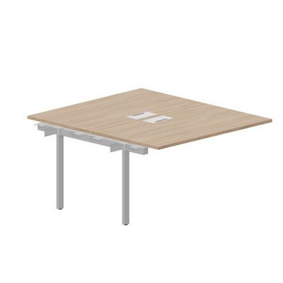 Strike UNN2TPL148 OWAL (Светлый дуб/Алюминий) Приставной стол на 2 рабочих места, 2 металлических аутлета