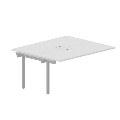 Strike UNN2TPL167 BLAL (Белый/Алюминий) Приставной стол на 2 рабочих места, 2 металлических аутлета