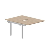 Strike UNN2TPV128 OWAL (Светлый дуб/Алюминий) Приставной стол на 2 рабочих места, 2 эргономичных выреза
