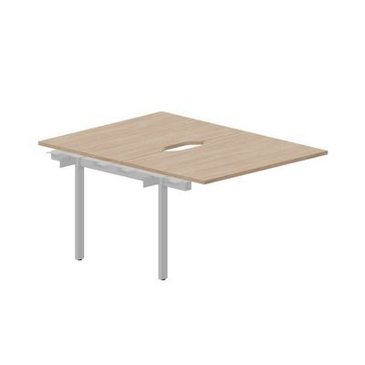 Strike UNN2TPV128 OWAL (Светлый дуб/Алюминий) Приставной стол на 2 рабочих места, 2 эргономичных выреза