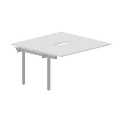 Strike UNN2TPV147 BLAL (Белый/Алюминий) Приставной стол на 2 рабочих места, 2 эргономичных выреза