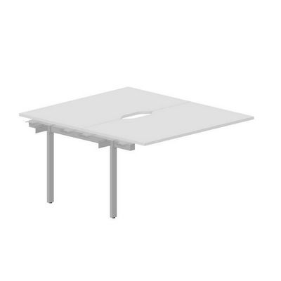Страйк UNN2TPV148 BLAL (Белый/Алюминий) Приставной стол на 2 рабочих места, 2 эргономичных выреза