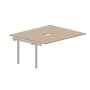 Strike UNN2TPV167 OWAL (Светлый дуб/Алюминий) Приставной стол на 2 рабочих места, 2 эргономичных выреза