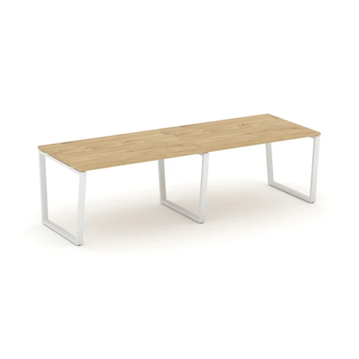 SN-6T2.SPRG-011.3 Стол переговорный, ЛДСП тиквуд светлый, белый металл