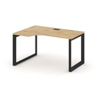 Style Project Next SN-59O.SPA-002(L) (Тиквуд светлый/Черный металл) Стол рабочий эргономичный, левый
