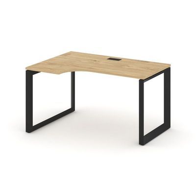 Style Project Next SN-59O.SPA-011(L) (Тиквуд светлый/Черный металл) Стол рабочий эргономичный, левый