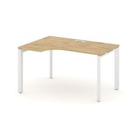 Style Project Next SN-59P.SPA-002(L) (Тиквуд светлый/Белый металл) Стол рабочий эргономичный, левый