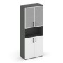 Стайл Проджект SN.STS-106 (Антрацит/Белый) Шкаф высокий широкий (2 низких фасада ЛДСП + 2 низких фасада стекло сатин в раме)