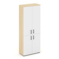 Style Project SN.STS.E-104 (Акация лорка/Белый) Шкаф высокий широкий (2 низких фасада ЛДСП + 2 средних фасада ЛДСП)