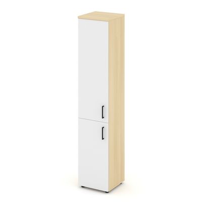 Style Project SN.STU-104(L) (Акация лорка/Белый) Шкаф высокий узкий левый (1 низкий фасад ЛДСП + 1 средний фасад ЛДСП)