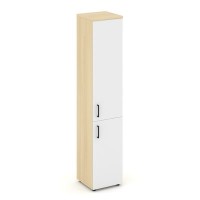 Style Project SN.STU-104(R) (Акация лорка/Белый) Шкаф высокий узкий правый (1 низкий фасад ЛДСП + 1 средний фасад ЛДСП)