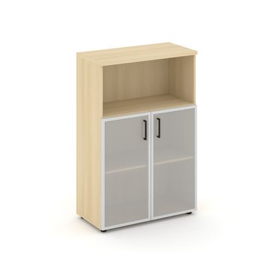 Style Project SN.STS.E-203 (Акация лорка) Шкаф средний широкий (2 низких фасада стекло сатин в раме)