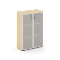 Style Project SN.STS.E-206 (Акация лорка) Шкаф средний широкий (2 средних фасада стекло сатин в раме)