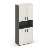 Style Project SN.STS-107 (Антрацит/Дуб наварра) Шкаф высокий широкий (4 низких фасада ЛДСП)
