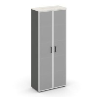 Style Project SN.STS-109 (Антрацит/Дуб наварра) Шкаф высокий широкий (2 высоких фасада стекло сатин в раме)