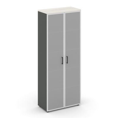 Style Project SN.STS-109 (Антрацит/Дуб наварра) Шкаф высокий широкий (2 высоких фасада стекло сатин в раме)