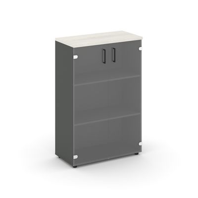 Style Project SN.STS-205 (Антрацит/Дуб наварра) Шкаф средний широкий (2 средних фасада стекло прозрачное)