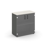 Style Project SN.STS-302 (Антрацит/Дуб наварра) Шкаф низкий широкий (2 низких фасада стекло)