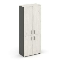 Style Project SN.STS.E-104 (Антрацит/Дуб наварра) Шкаф высокий широкий (2 низких фасада ЛДСП + 2 средних фасада ЛДСП)