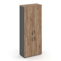 Style Project SN.STS-104 (Антрацит/Дуб табак) Шкаф высокий широкий (2 низких фасада ЛДСП + 2 средних фасада ЛДСП)