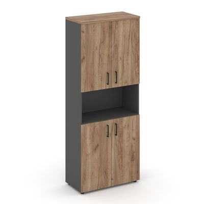 Style Project SN.STS-107 (Антрацит/Дуб табак) Шкаф высокий широкий (4 низких фасада ЛДСП)