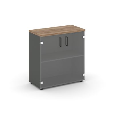 Style Project SN.STS-302 (Антрацит/Дуб табак) Шкаф низкий широкий (2 низких фасада стекло)