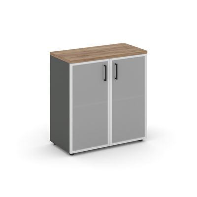 Style Project SN.STS-303 (Антрацит/Дуб табак) Шкаф низкий широкий (2 низких фасада стекло сатин в раме)