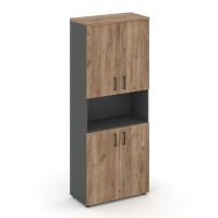 Style Project SN.STS.E-107 (Антрацит/Дуб табак) Шкаф высокий широкий (4 низких фасада ЛДСП)
