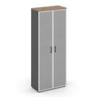 Style Project SN.STS.E-109 (Антрацит/Дуб табак) Шкаф высокий широкий (2 высоких фасада стекло сатин в раме)