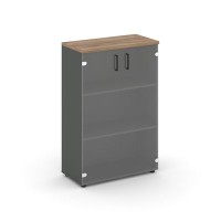 Style Project SN.STS.E-205 (Антрацит/Дуб табак) Шкаф средний широкий (2 средних фасада стекло прозрачное)