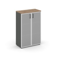 Style Project SN.STS.E-206 (Антрацит/Дуб табак) Шкаф средний широкий (2 средних фасада стекло сатин в раме)