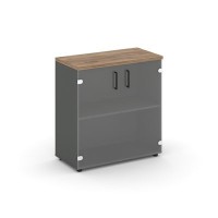 Style Project SN.STS.E-302 (Антрацит/Дуб табак) Шкаф низкий широкий (2 низких фасада стекло)