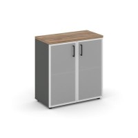 Style Project SN.STS.E-303 (Антрацит/Дуб табак) Шкаф низкий широкий (2 низких фасада стекло сатин в раме)