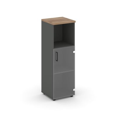 Style Project SN.STU-202(R) (Антрацит/Дуб табак) Шкаф средний узкий правый (1 низкий фасад стекло прозрачное)