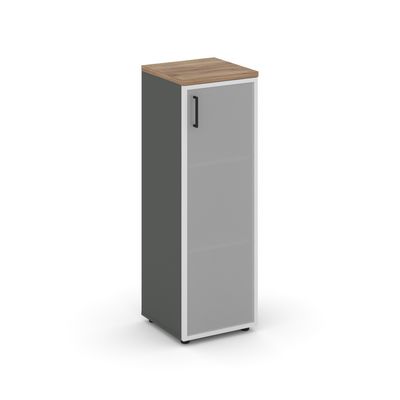 Style Project SN.STU-206(R) (Антрацит/Дуб табак) Шкаф средний узкий правый (1 средний фасад стекло сатин в раме)