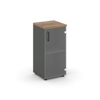 Style Project SN.STU-302(R) (Антрацит/Дуб табак) Шкаф низкий узкий правый (1 низкий фасад стекло прозрачное)