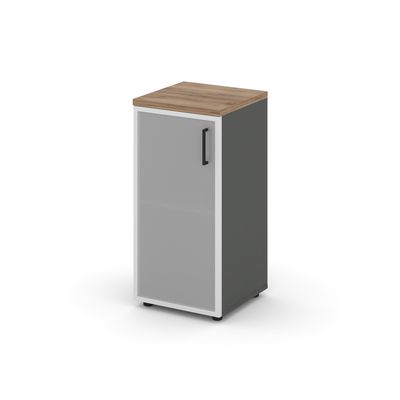 Style Project SN.STU-303(L) (Антрацит/Дуб табак) Шкаф низкий узкий левый (1 низкий фасад стекло сатин в раме)