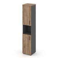 Style Project SN.STU.E-107(L) (Антрацит/Дуб табак) Шкаф высокий узкий левый (2 низких фасада ЛДСП)