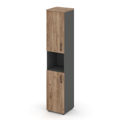 Style Project SN.STU.E-107(L) (Антрацит/Дуб табак) Шкаф высокий узкий левый (2 низких фасада ЛДСП)