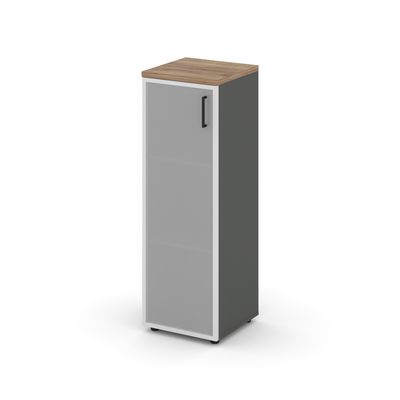 Style Project SN.STU.E-206(L) (Антрацит/Дуб табак) Шкаф средний узкий левый (1 средний фасад стекло сатин в раме)