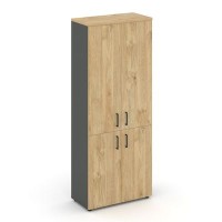 Style Project SN.STS-104 (Антрацит/Тиквуд светлый) Шкаф высокий широкий (2 низких фасада ЛДСП + 2 средних фасада ЛДСП)