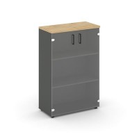 Style Project SN.STS-205 (Антрацит/Тиквуд светлый) Шкаф средний широкий (2 средних фасада стекло прозрачное)