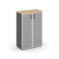 Style Project SN.STS-206 (Антрацит/Тиквуд светлый) Шкаф средний широкий (2 средних фасада стекло сатин в раме)