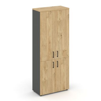 Style Project SN.STS.E-104 (Антрацит/Тиквуд светлый) Шкаф высокий широкий (2 низких фасада ЛДСП + 2 средних фасада ЛДСП)