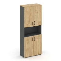 Style Project SN.STS.E-107 (Антрацит/Тиквуд светлый) Шкаф высокий широкий (4 низких фасада ЛДСП)