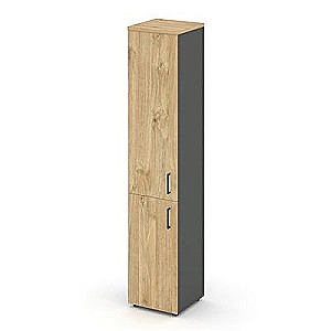Стайл Проджект SN.STU-104(L) (Антрацит/Тиквуд светлый) Шкаф высокий узкий левый (1 низкий фасад ЛДСП + 1 средний фасад ЛДСП)