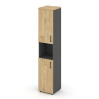 Style Project SN.STU-107(L) (Антрацит/Тиквуд светлый) Шкаф высокий узкий левый (2 низких фасада ЛДСП)