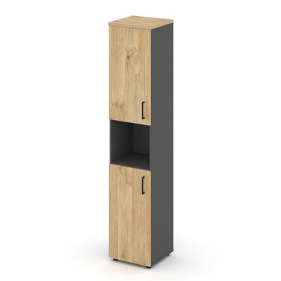 Style Project SN.STU-107(L) (Антрацит/Тиквуд светлый) Шкаф высокий узкий левый (2 низких фасада ЛДСП)