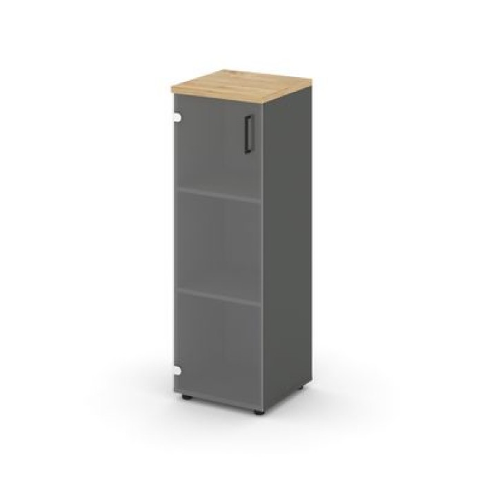 Стайл Проджект SN.STU-205(L) (Антрацит/Тиквуд светлый) Шкаф средний узкий левый (1 средний фасад стекло прозрачное)